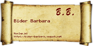 Bider Barbara névjegykártya